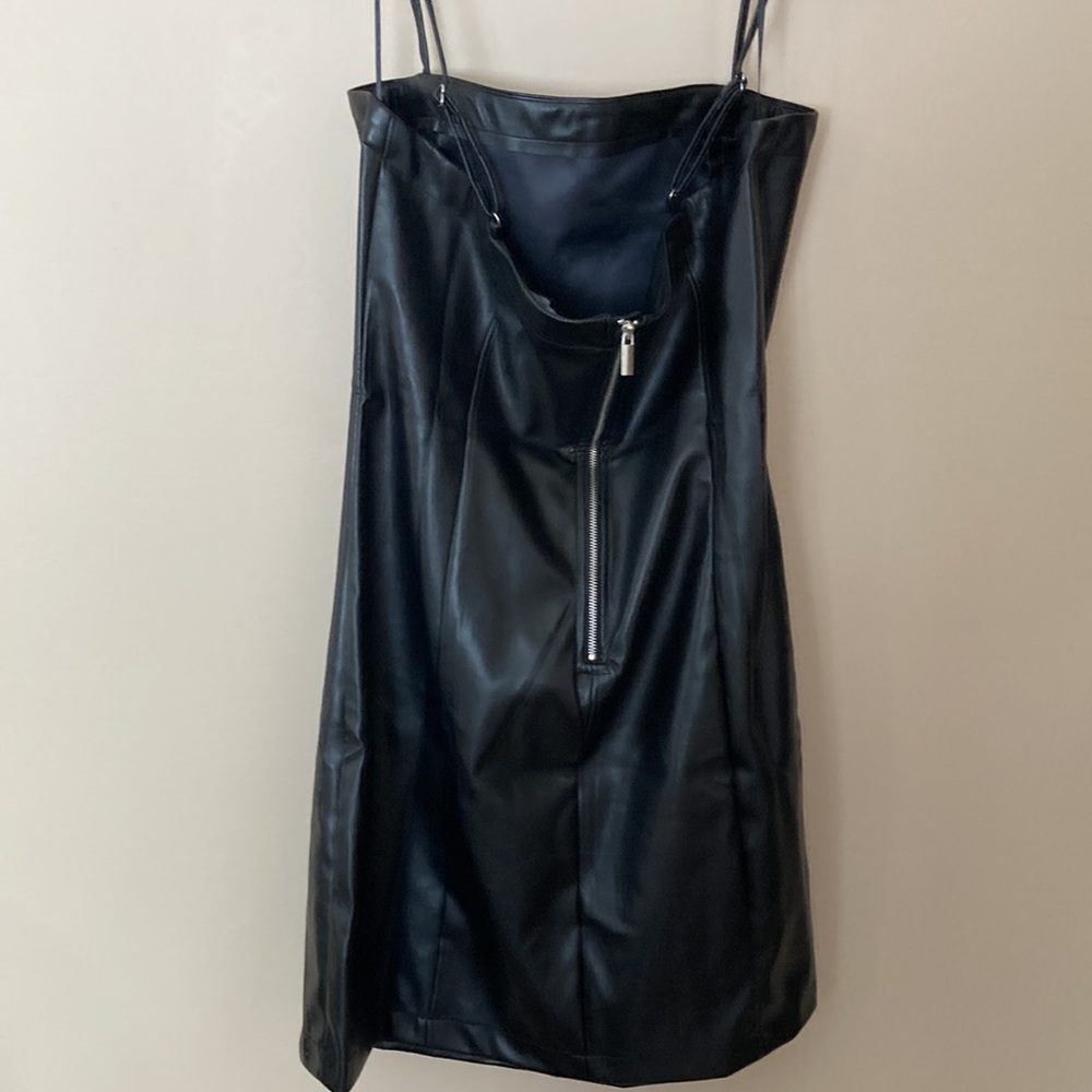 Black mini Faux Leather dress- Large